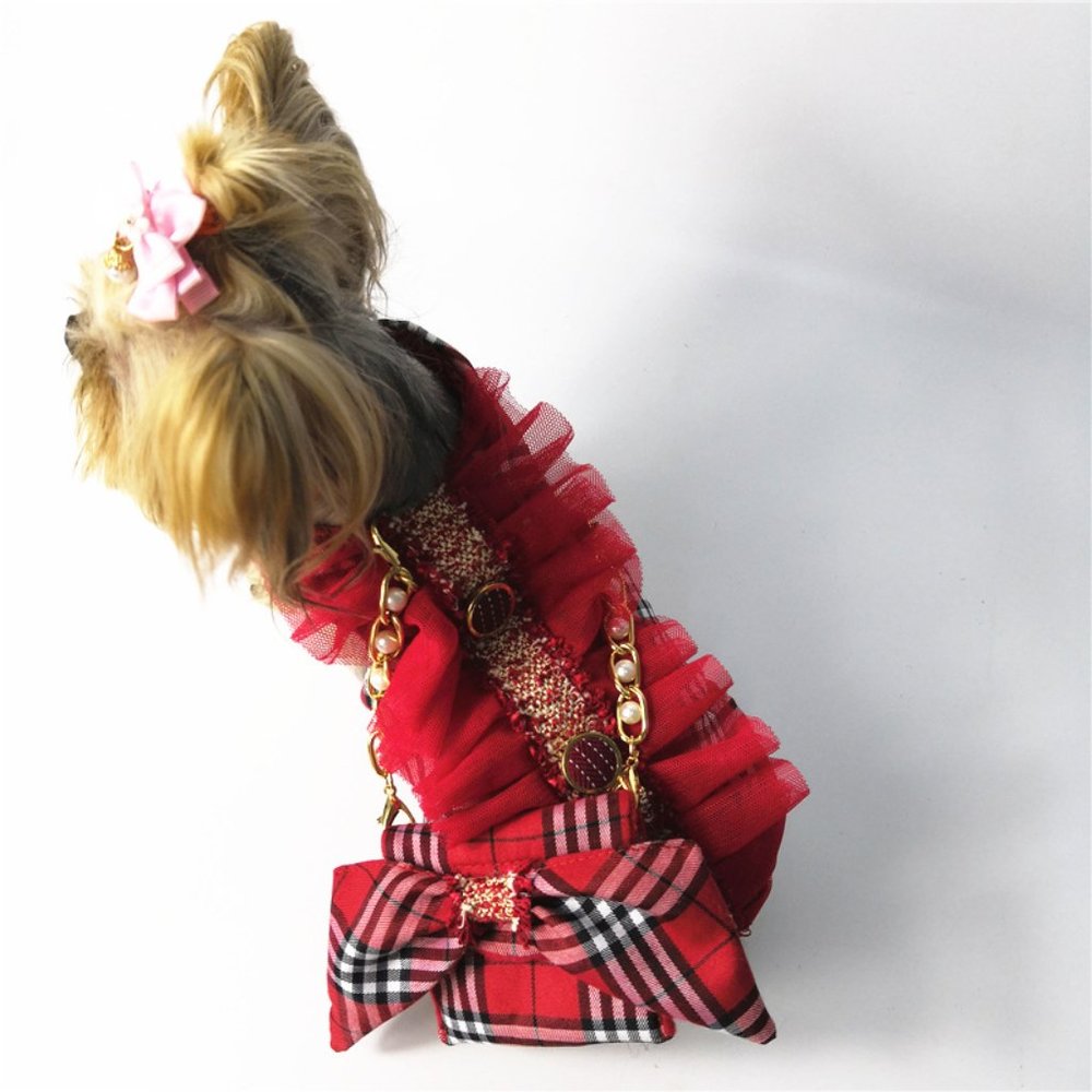 Red Dog Dress Vest for Small Dogs with Bag